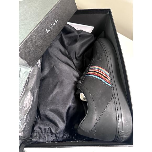 New $475 Paul Smith Fermi Mens Sneakers Signature Stripe Black leather Size 6 main image 8